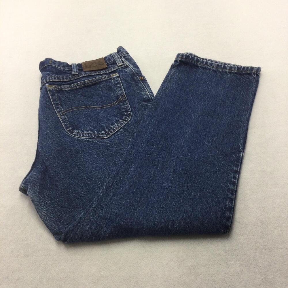 Lee Regular Fit Jeans Mens 38x29 Blue Medium Wash Straight Leg Denim Zip Fly